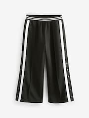 Black Wide Leg Popper Joggers (3-16yrs) - Image 6 of 7