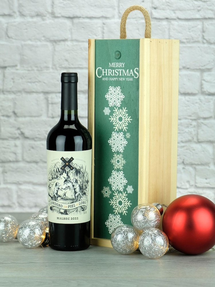LeBonVin Argentinian Malbec In Christmas Wooden Gift Box - Image 1 of 1