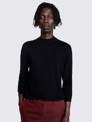 MOSS Black Merino Mock Neck Jumper - Image 1 of 2