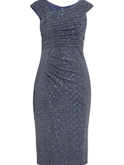 Gina Bacconi Blue Celia Metallic Knit Sleeveless Dress - Image 5 of 5