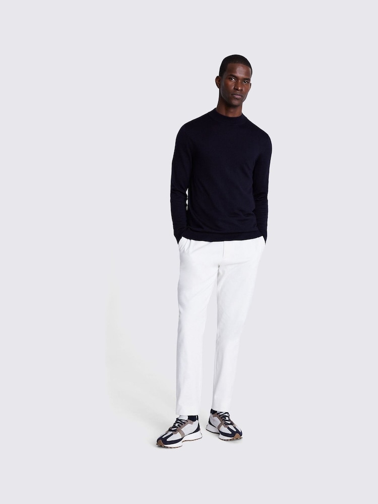 MOSS Blue Merino Mock Neck Jumper - Image 2 of 2