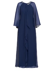 Gina Bacconi Blue Polly Maxi Halter Neck Dress With Embellishment And Capelet Sleeves - Image 5 of 5