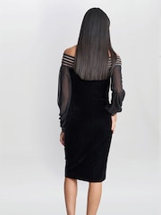 Gina Bacconi Taylor Velvet Off The Shoulder Black Dress - Image 2 of 5