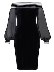 Gina Bacconi Taylor Velvet Off The Shoulder Black Dress - Image 5 of 5