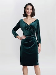 Gina Bacconi Zoe Velvet Wrap Dress - Image 1 of 5