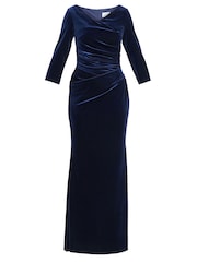 Gina Bacconi Blue Sophie Velvet Maxi Dress With 3/4 Sleeve - Image 6 of 6