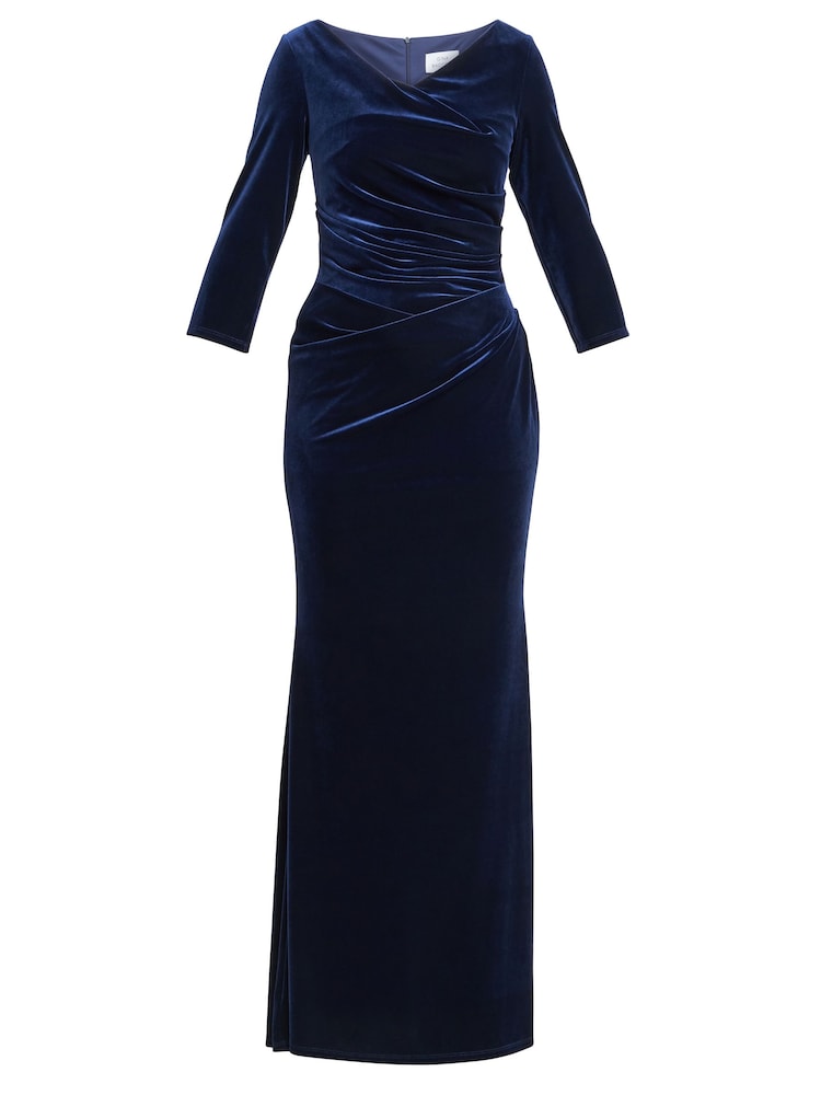 Gina Bacconi Blue Sophie Velvet Maxi Dress With 3/4 Sleeve - Image 6 of 6