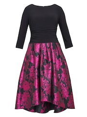 Gina Bacconi Hannah Floral Printed Jacquard Black Dress - Image 5 of 5