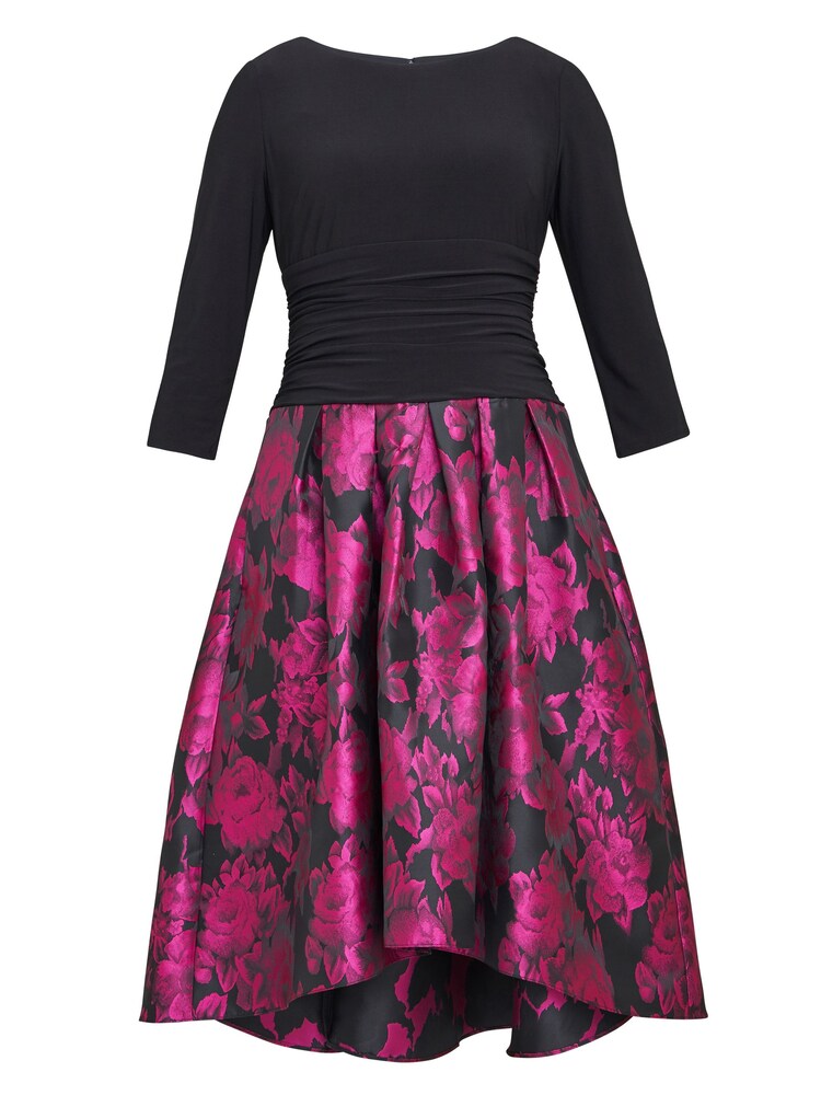 Gina Bacconi Hannah Floral Printed Jacquard Black Dress - Image 5 of 5