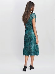 Gina Bacconi Green Abella Illusion Jewel Floral Dress - Image 2 of 5