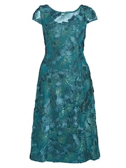 Gina Bacconi Green Abella Illusion Jewel Floral Dress - Image 5 of 5