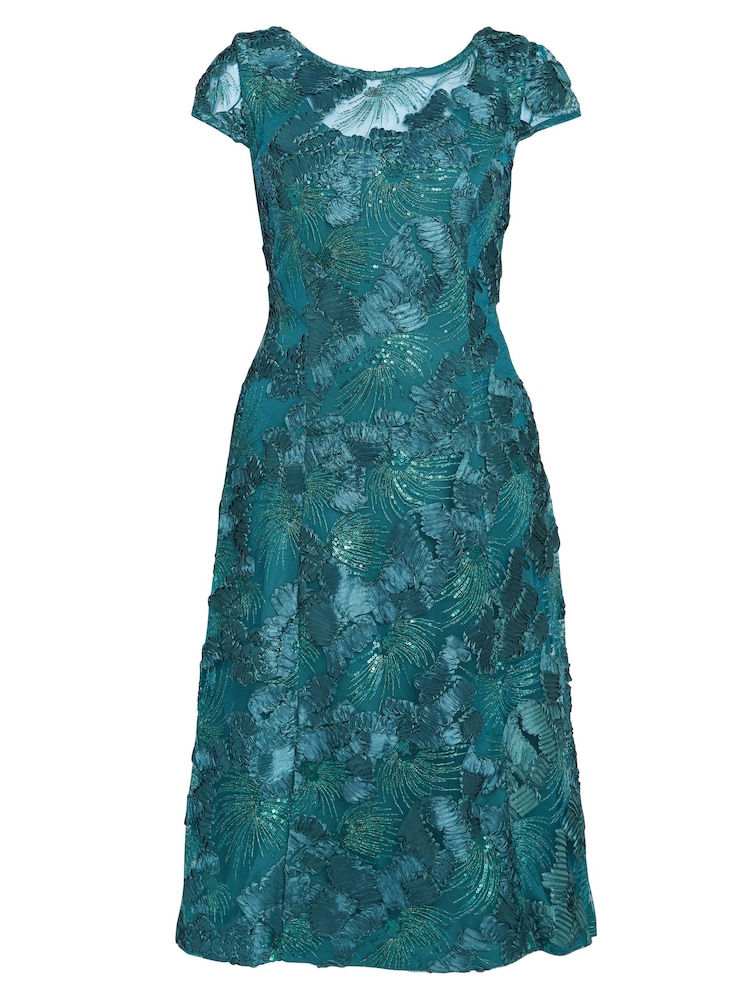 Gina Bacconi Green Abella Illusion Jewel Floral Dress - Image 5 of 5
