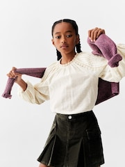 Mango Nude Plumeti Embroidered Blouse - Image 1 of 4