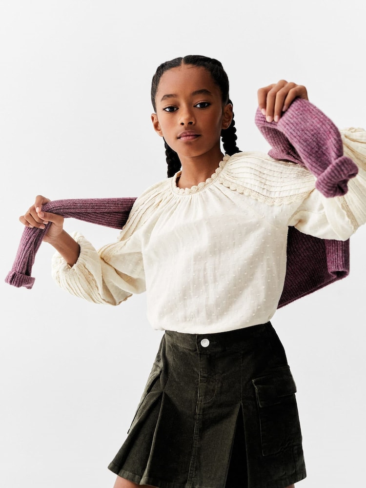 Mango Nude Plumeti Embroidered Blouse - Image 1 of 4