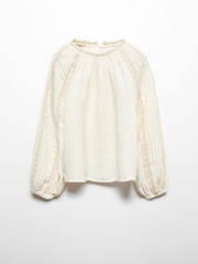 Mango Nude Plumeti Embroidered Blouse - Image 2 of 4