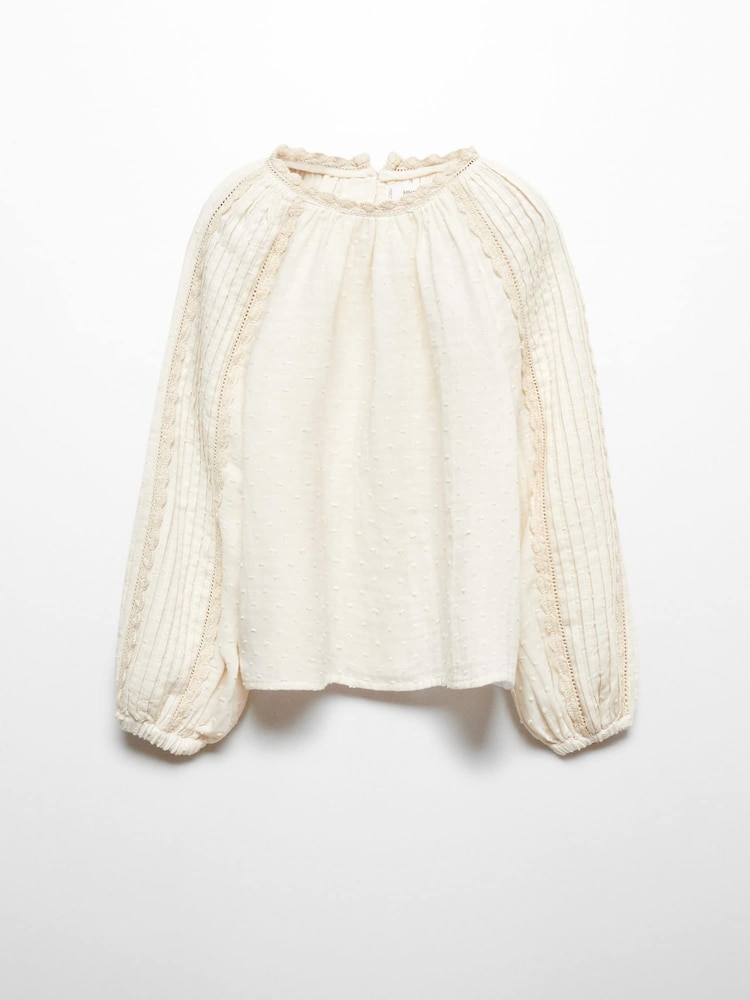 Mango Nude Plumeti Embroidered Blouse - Image 2 of 4 Mango Nude Plumeti Embroidered Blouse - Image 2 of 4