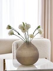 Lipsy Brown Smoked Hand Carved Glass Stem Vase - Image 1 of 4