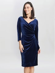 Gina Bacconi Zoe Velvet Wrap Dress - Image 1 of 5