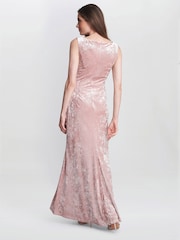 Gina Bacconi Pink Talia Crushed Velvet Maxi Dress - Image 2 of 5