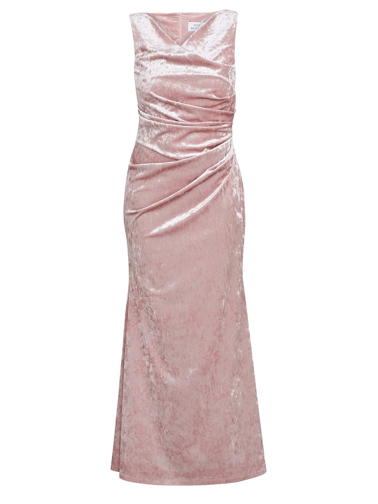 Gina Bacconi Pink Talia Crushed Velvet Maxi Dress - Image 5 of 5
