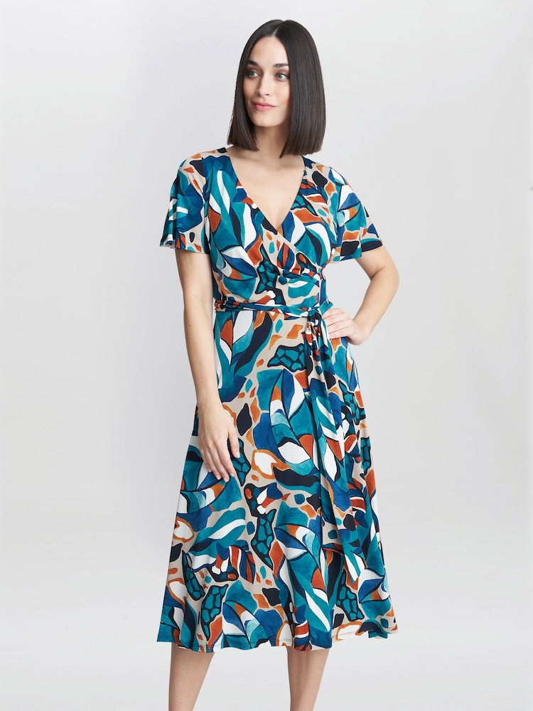 Gina Bacconi Green Eloise Fit And Flare Dress - Image 1 of 5