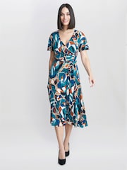 Gina Bacconi Green Eloise Fit And Flare Dress - Image 3 of 5