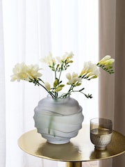 Lipsy Grey Round Ripple Frosted Glass Vase - Image 1 of 4