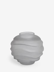 Lipsy Grey Round Ripple Frosted Glass Vase - Image 3 of 4