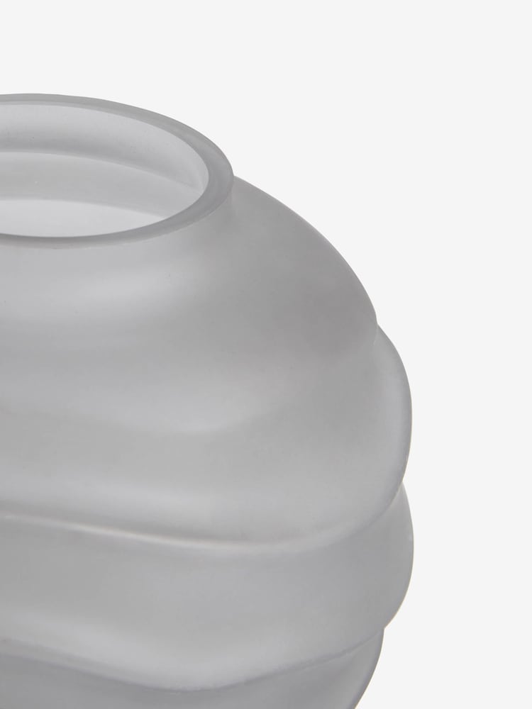 Lipsy Grey Round Ripple Frosted Glass Vase - Image 4 of 4