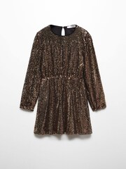 Mango Gold Girls Short Sequin Dress - Image 1 of 3