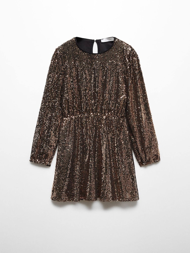 Mango Gold Girls Short Sequin Dress - Image 1 of 3 Mango Gold Girls Short Sequin Dress - Image 1 of 3