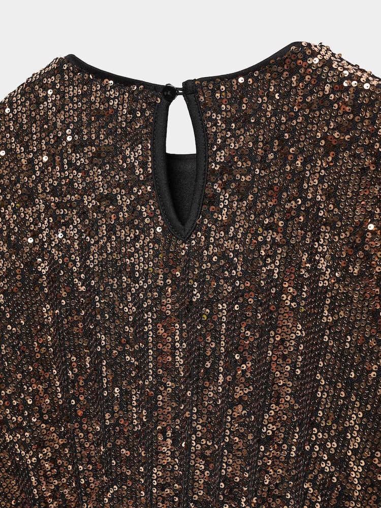 Mango Gold Girls Short Sequin Dress - Image 3 of 3