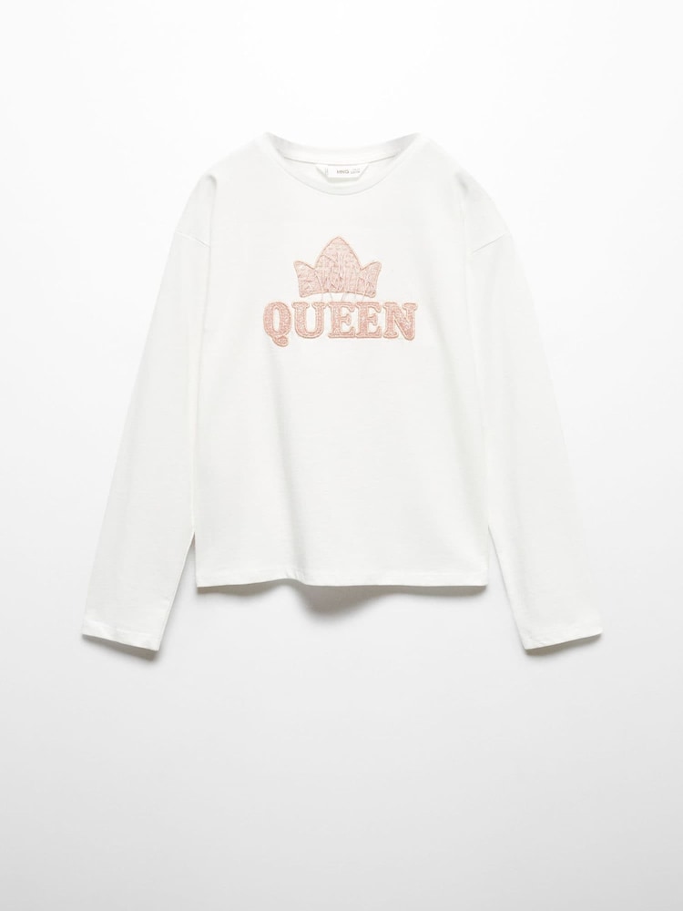Mango Nude Queen Girls Embroidered Long Sleeved T-Shirt - Image 1 of 3 Mango Nude Queen Girls Embroidered Long Sleeved T-Shirt - Image 1 of 3