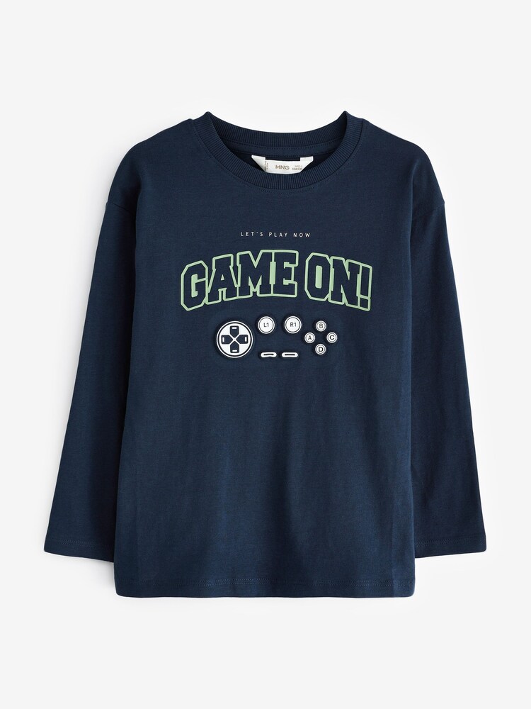 Mango Blue Boys Game On! Long Sleeve T-Shirt - Image 1 of 1