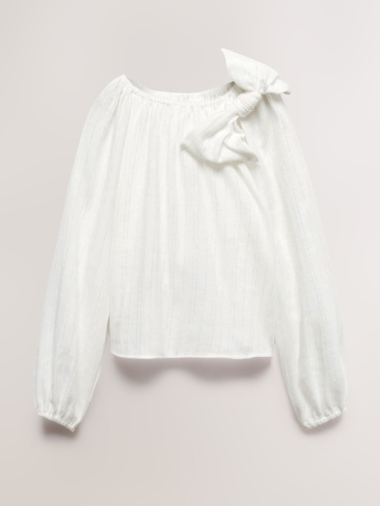 Mango Nude Girls Striped Bow Blouse - Image 1 of 3