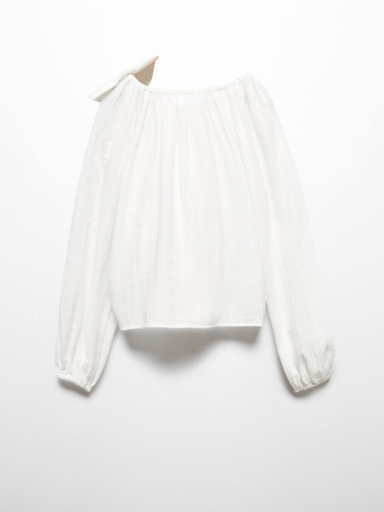 Mango Nude Girls Striped Bow Blouse - Image 2 of 3