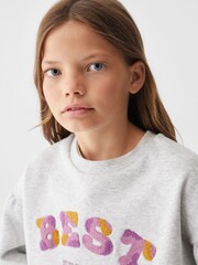 Mango Grey Embroidered Message Sweatshirt - Image 3 of 6
