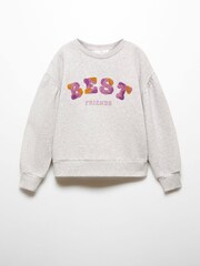 Mango Grey Embroidered Message Sweatshirt - Image 4 of 6
