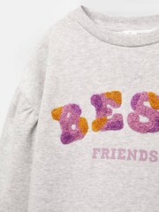 Mango Grey Embroidered Message Sweatshirt - Image 6 of 6
