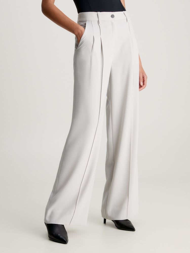 Calvin Klein Grey Wide Trousers - Image 1 of 4 Calvin Klein Grey Wide Trousers - Image 1 of 4