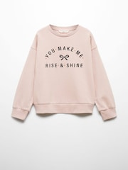 Mango Pink Printed Message Sweatshirt - Image 1 of 1