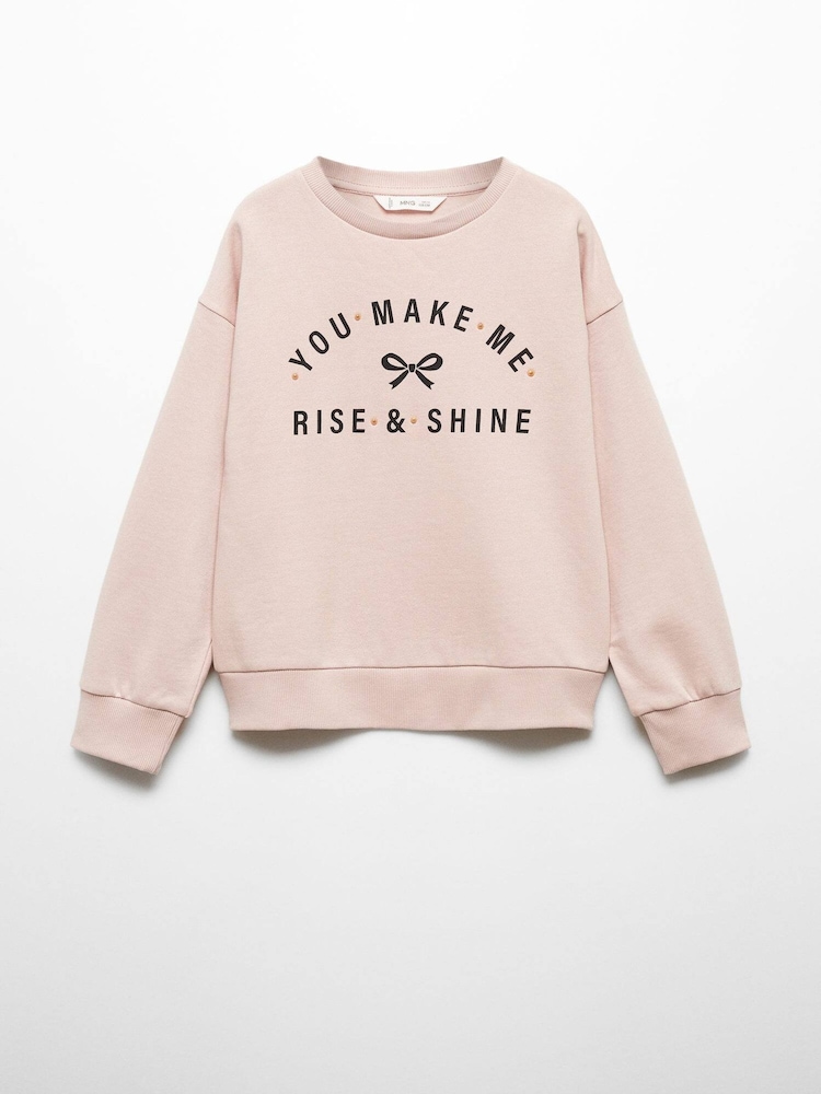 Mango Pink Printed Message Sweatshirt - Image 1 of 1 Mango Pink Printed Message Sweatshirt - Image 1 of 1