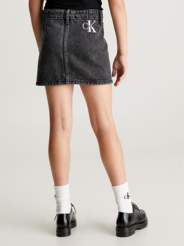 Calvin Klein Jeans Black Denim Skirt - Image 2 of 6 Calvin Klein Jeans Black Denim Skirt - Image 2 of 6