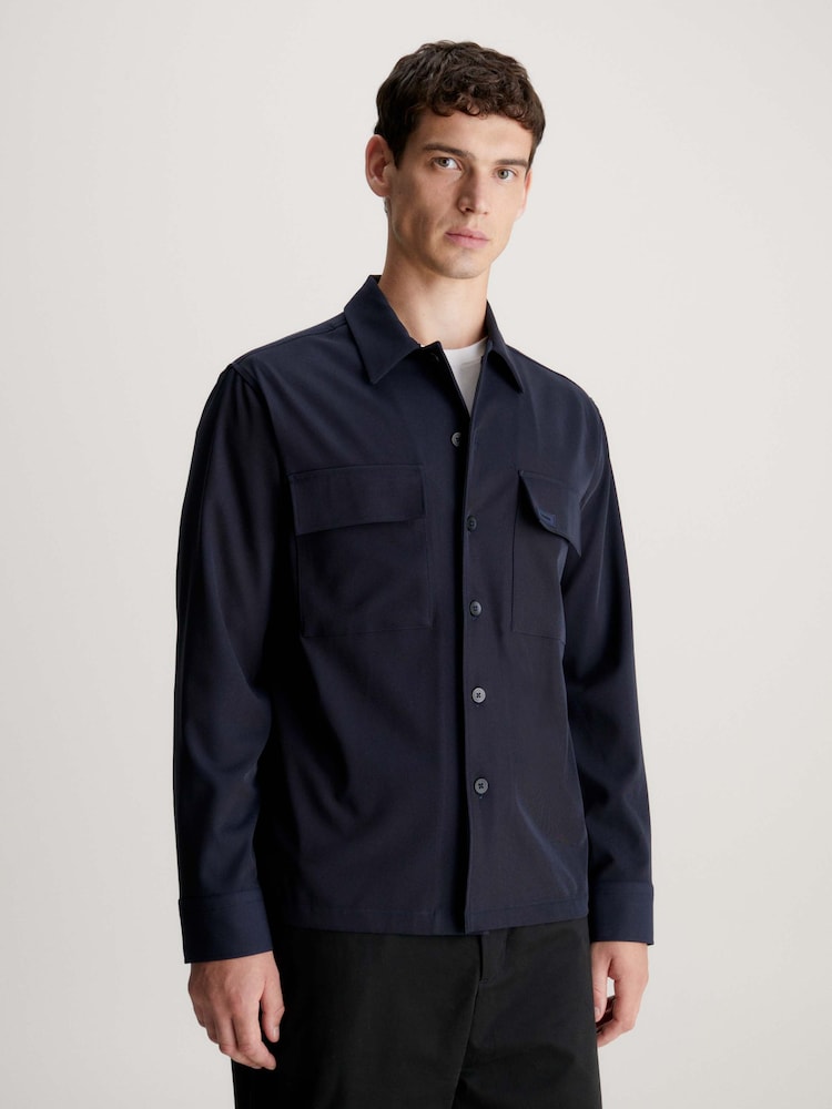 Calvin Klein Blue Soft Twill Overshirt - Image 1 of 1