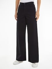 Calvin Klein Black Infinite Wide 100% Cotton Trousers - Image 1 of 6