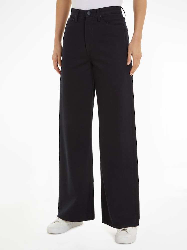 Calvin Klein Black Infinite Wide 100% Cotton Trousers - Image 1 of 6 Calvin Klein Black Infinite Wide 100% Cotton Trousers - Image 1 of 6