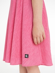 Calvin Klein Jeans Pink Crinkle Fit and Flare Dress - Image 3 of 6