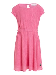 Calvin Klein Jeans Pink Crinkle Fit and Flare Dress - Image 4 of 6