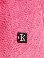 Calvin Klein Jeans Pink Crinkle Fit and Flare Dress - Image 6 of 6
