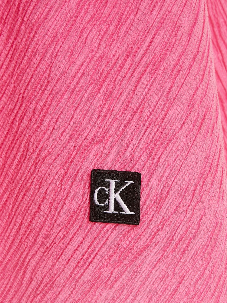 Calvin Klein Jeans Pink Crinkle Fit and Flare Dress - Image 6 of 6